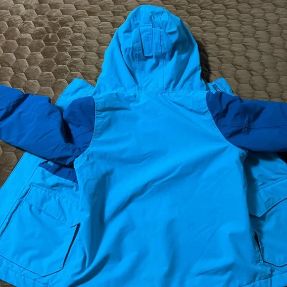 Lands' End Kids' Medium Size 8 Two-Tone Blue Waterproof Raincoat Winter - Picture 11 of 14